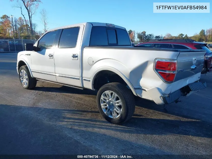 2010 Ford F-150 Fx4/Harley-Davidson/King Ranch/Lariat/Platinum/Xl/Xlt VIN: 1FTFW1EV0AFB54984 Lot: 40794736