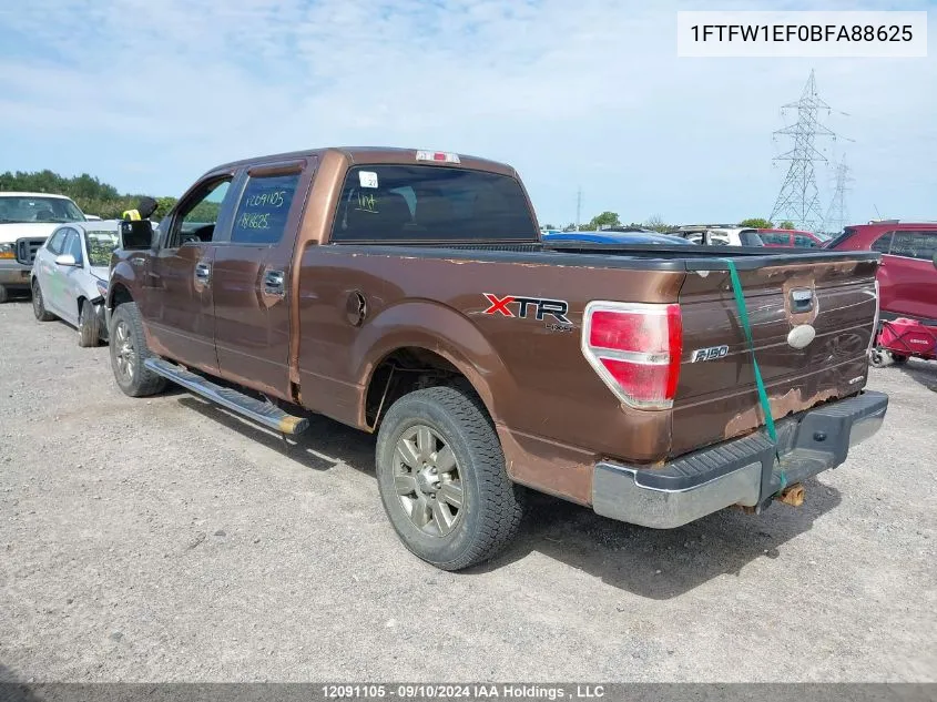 2011 Ford F150 Supercrew VIN: 1FTFW1EF0BFA88625 Lot: 12091105