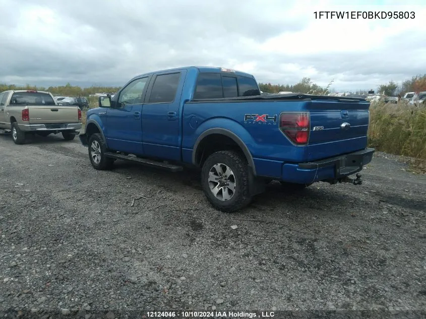 2011 Ford F150 Supercrew VIN: 1FTFW1EF0BKD95803 Lot: 12124046