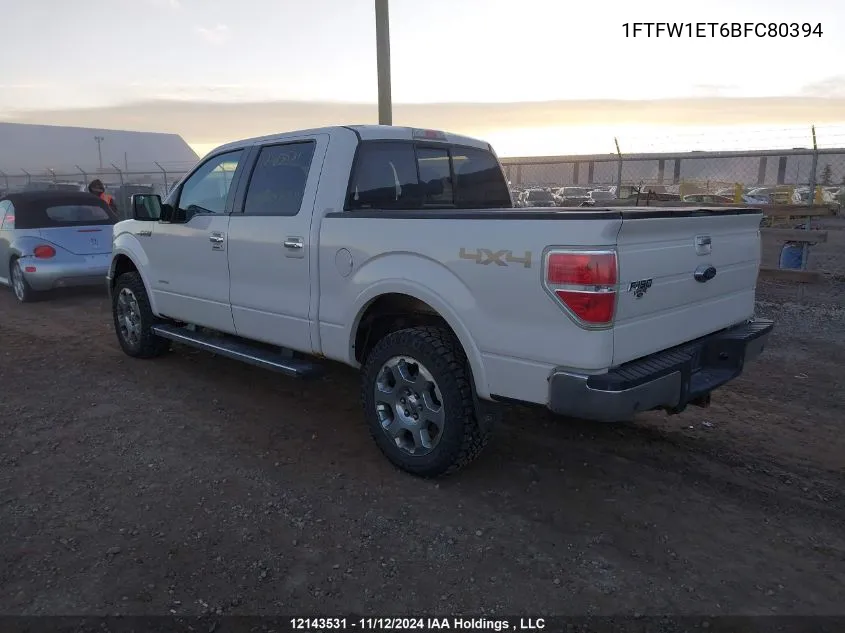 2011 Ford F150 Supercrew VIN: 1FTFW1ET6BFC80394 Lot: 12143531