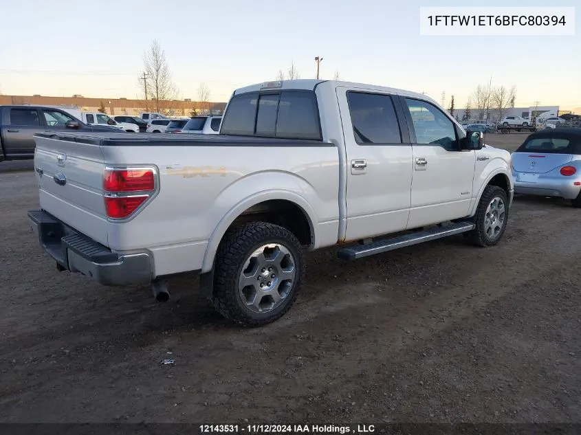 2011 Ford F150 Supercrew VIN: 1FTFW1ET6BFC80394 Lot: 12143531