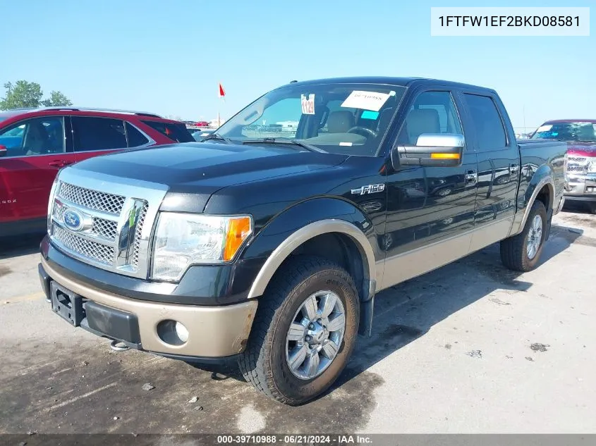 1FTFW1EF2BKD08581 2011 Ford F-150 Lariat