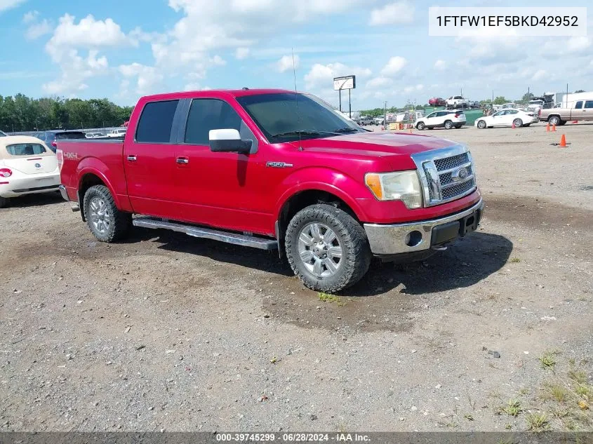 2011 Ford F-150 Lariat VIN: 1FTFW1EF5BKD42952 Lot: 39745299