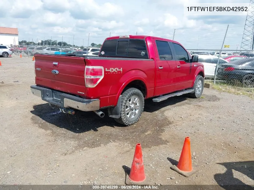 1FTFW1EF5BKD42952 2011 Ford F-150 Lariat