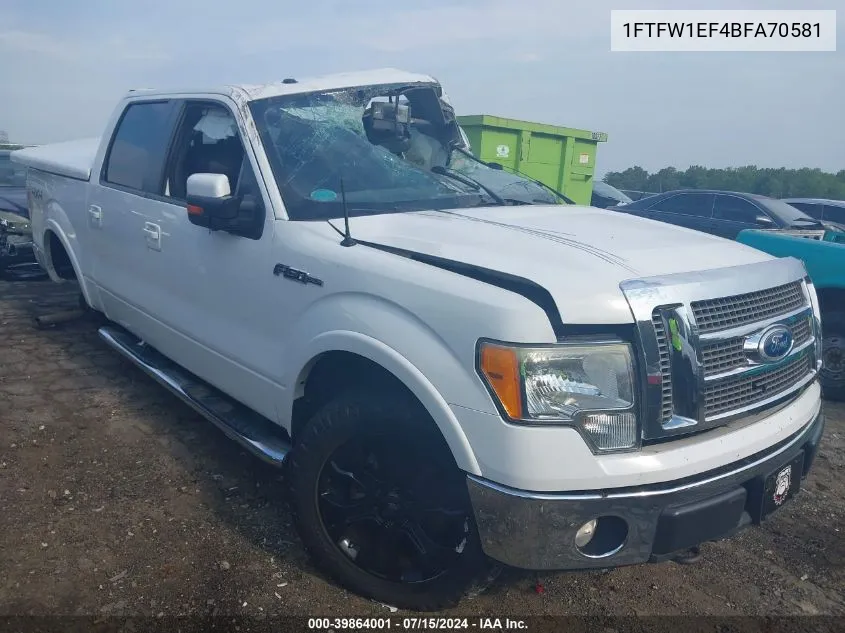 1FTFW1EF4BFA70581 2011 Ford F-150 Lariat