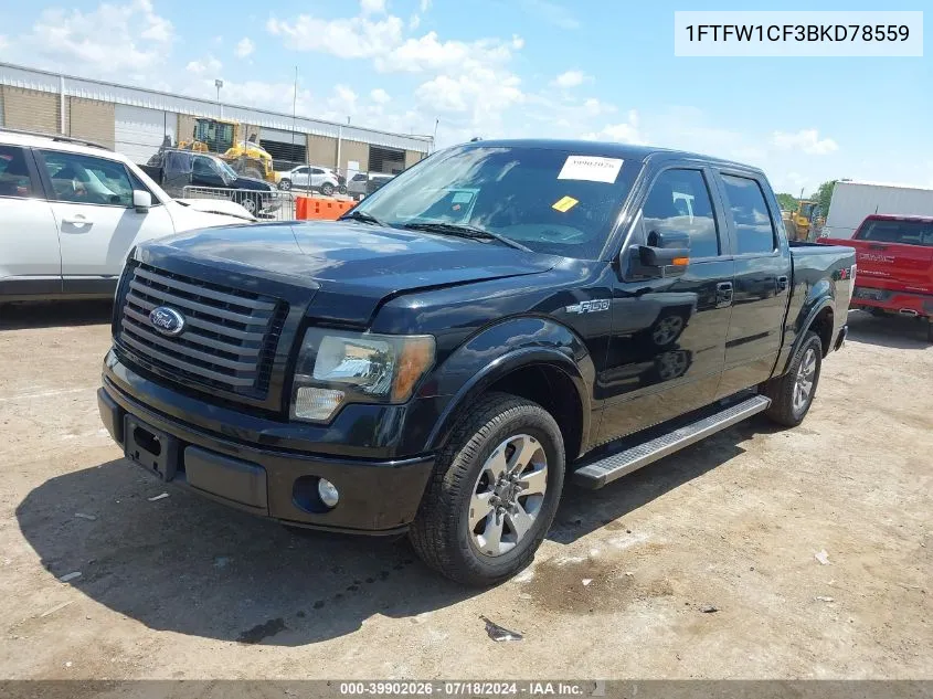 2011 Ford F-150 Fx2 VIN: 1FTFW1CF3BKD78559 Lot: 39902026