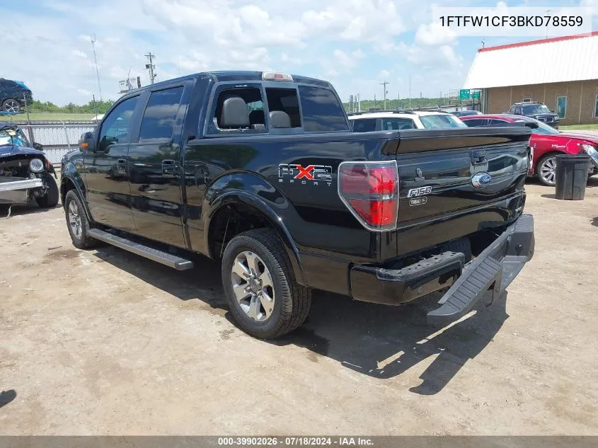 2011 Ford F-150 Fx2 VIN: 1FTFW1CF3BKD78559 Lot: 39902026