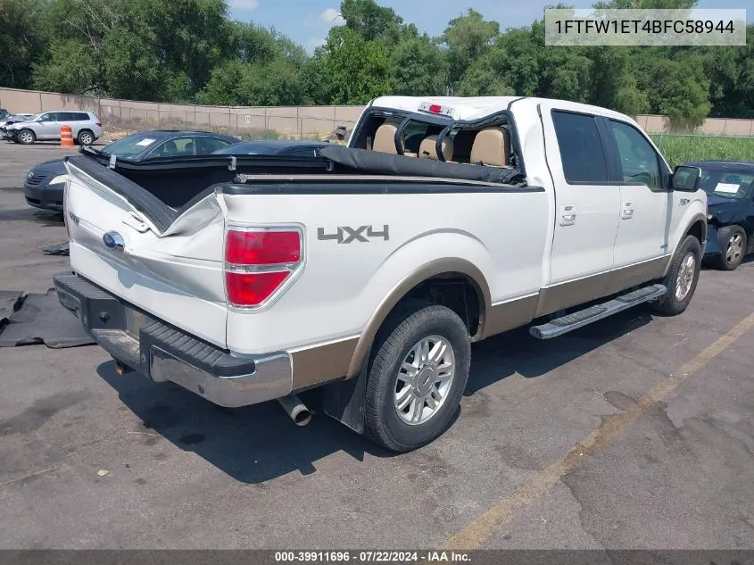 2011 Ford F-150 Lariat VIN: 1FTFW1ET4BFC58944 Lot: 39911696