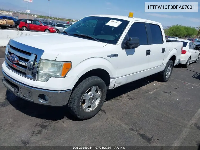 1FTFW1CF8BFA87001 2011 Ford F-150 Xlt