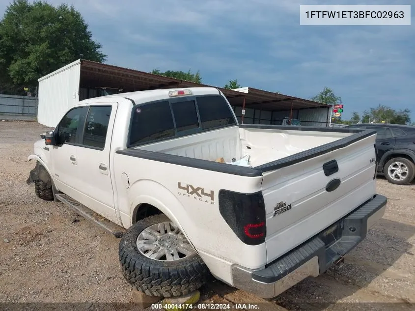 2011 Ford F-150 Lariat VIN: 1FTFW1ET3BFC02963 Lot: 40014174