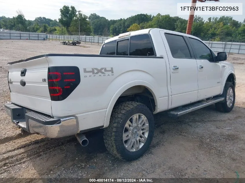 1FTFW1ET3BFC02963 2011 Ford F-150 Lariat