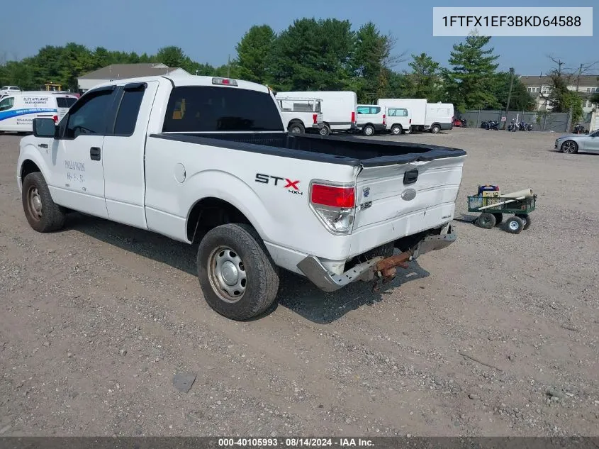 1FTFX1EF3BKD64588 2011 Ford F150 Super Cab