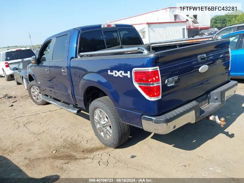 2011 Ford F-150 Xlt VIN: 1FTFW1ET6BFC43281 Lot: 40106723