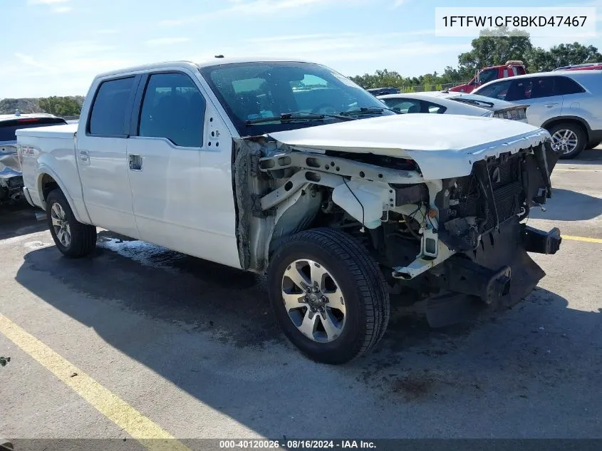 2011 Ford F-150 Supercrew VIN: 1FTFW1CF8BKD47467 Lot: 40120026