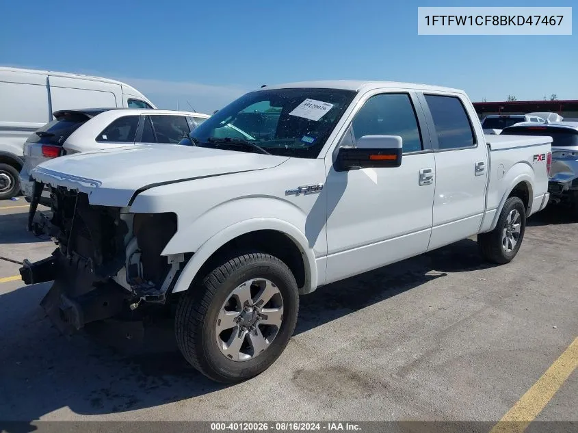 1FTFW1CF8BKD47467 2011 Ford F-150 Supercrew