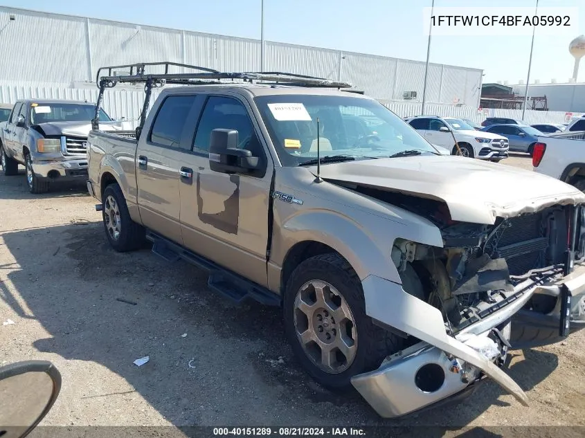 2011 Ford F150 Supercrew VIN: 1FTFW1CF4BFA05992 Lot: 40151289