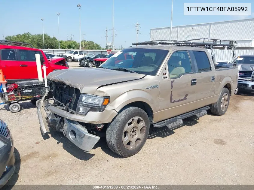 2011 Ford F150 Supercrew VIN: 1FTFW1CF4BFA05992 Lot: 40151289