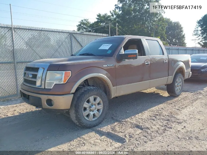 1FTFW1EF5BFA17419 2011 Ford F-150 Lariat