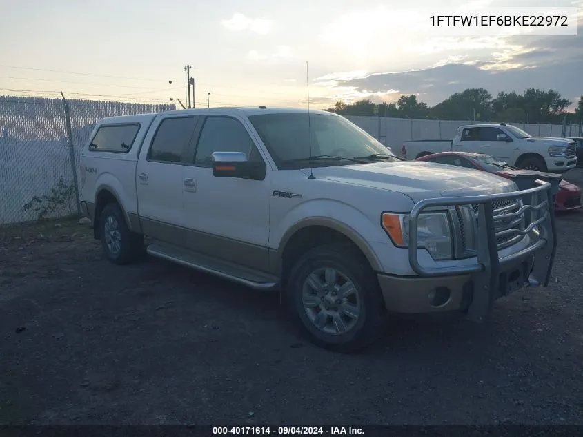 2011 Ford F150 Supercrew VIN: 1FTFW1EF6BKE22972 Lot: 40171614