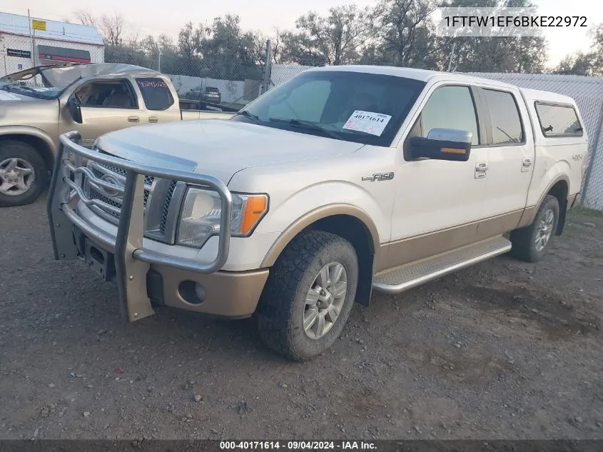 2011 Ford F150 Supercrew VIN: 1FTFW1EF6BKE22972 Lot: 40171614