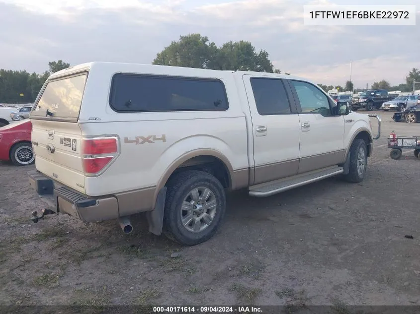 2011 Ford F150 Supercrew VIN: 1FTFW1EF6BKE22972 Lot: 40171614