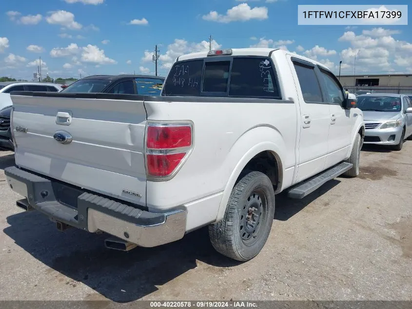 2011 Ford F-150 Lariat VIN: 1FTFW1CFXBFA17399 Lot: 40220578