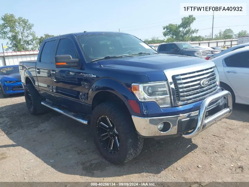 2011 Ford F-150 Xlt VIN: 1FTFW1EF0BFA40932 Lot: 40256134