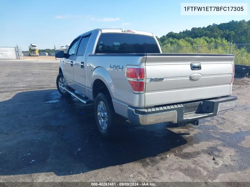 2011 Ford F-150 Xlt VIN: 1FTFW1ET7BFC17305 Lot: 40267451