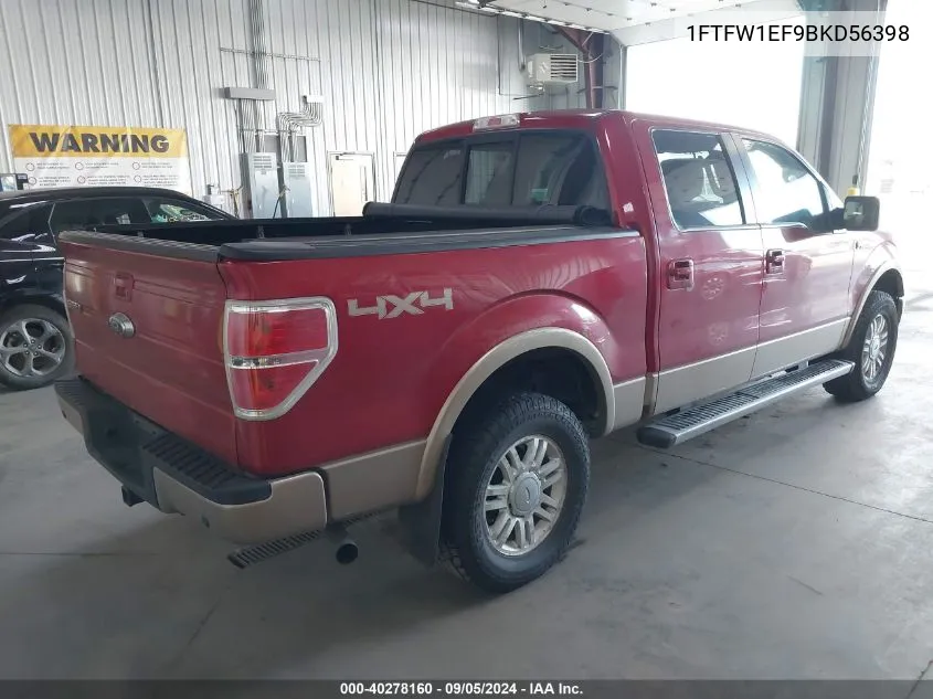 2011 Ford F-150 Lariat VIN: 1FTFW1EF9BKD56398 Lot: 40278160