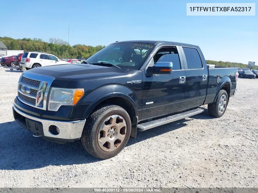 2011 Ford F-150 Lariat VIN: 1FTFW1ETXBFA52317 Lot: 40309112