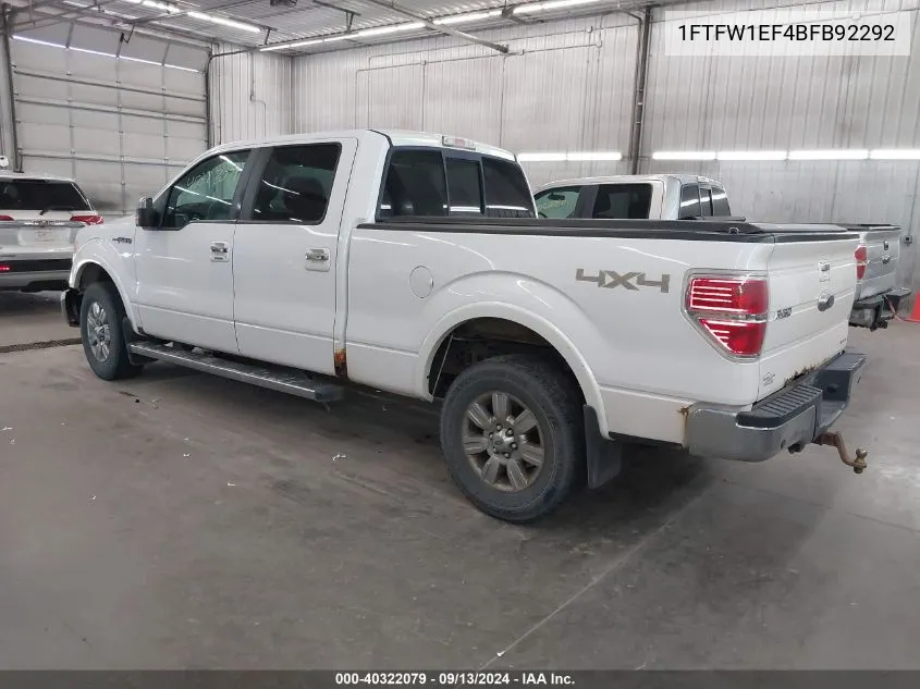 2011 Ford F-150 Supercrew VIN: 1FTFW1EF4BFB92292 Lot: 40322079