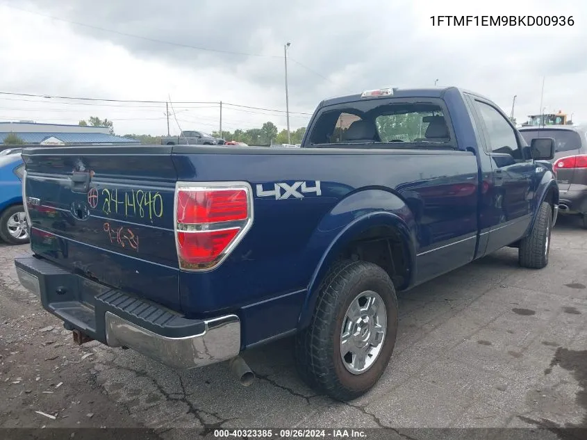 2011 Ford F-150 Xlt VIN: 1FTMF1EM9BKD00936 Lot: 40323385