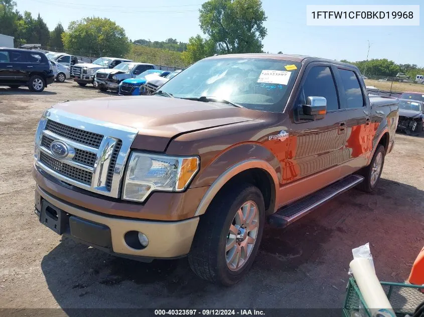 2011 Ford F150 Supercrew VIN: 1FTFW1CF0BKD19968 Lot: 40323597