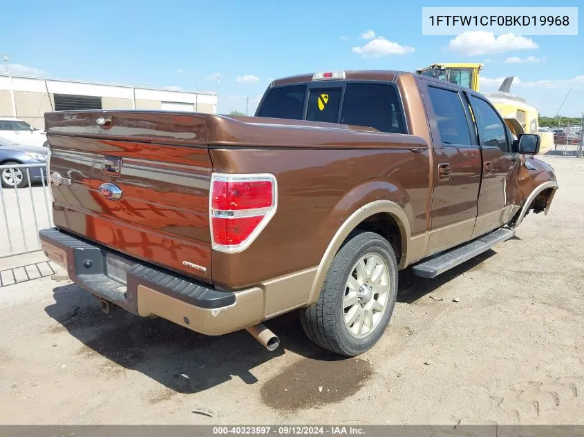 2011 Ford F150 Supercrew VIN: 1FTFW1CF0BKD19968 Lot: 40323597