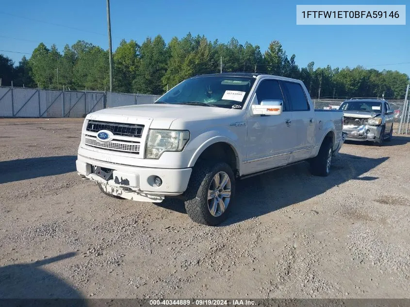 2011 Ford F-150 Platinum VIN: 1FTFW1ET0BFA59146 Lot: 40344889