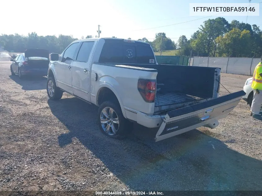 2011 Ford F-150 Platinum VIN: 1FTFW1ET0BFA59146 Lot: 40344889