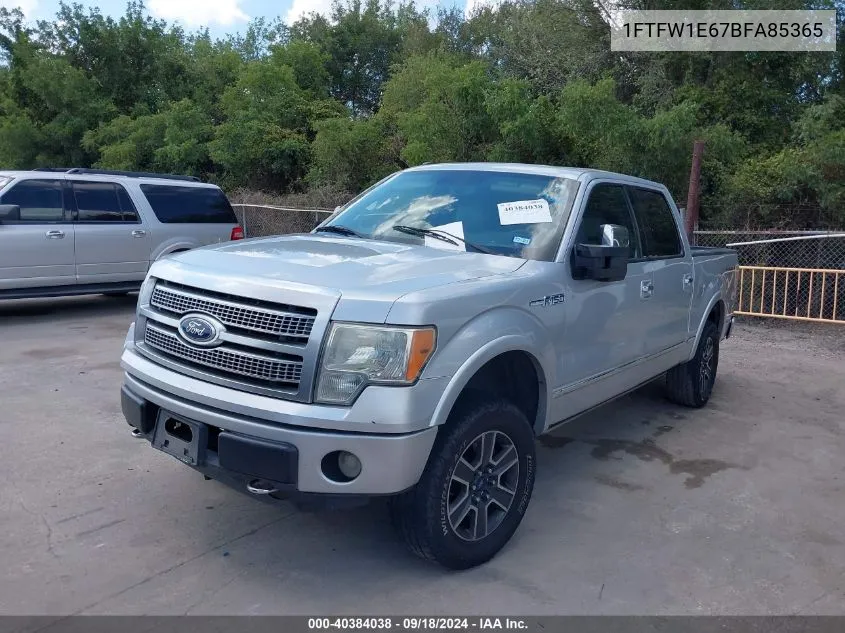 2011 Ford F-150 Platinum VIN: 1FTFW1E67BFA85365 Lot: 40384038