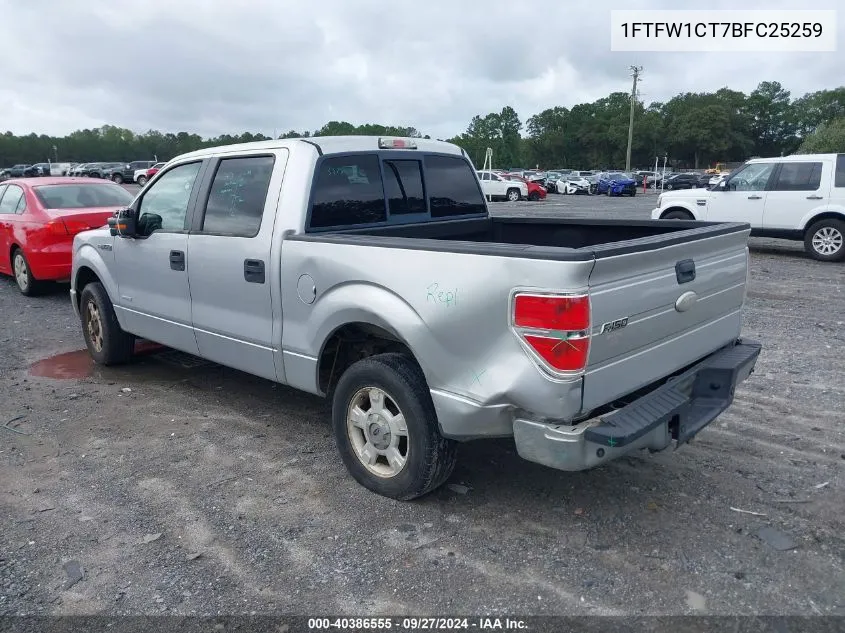 1FTFW1CT7BFC25259 2011 Ford F150 Supercrew