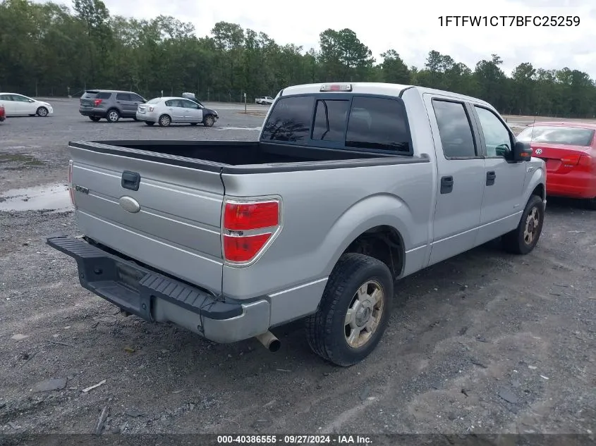 2011 Ford F150 Supercrew VIN: 1FTFW1CT7BFC25259 Lot: 40386555