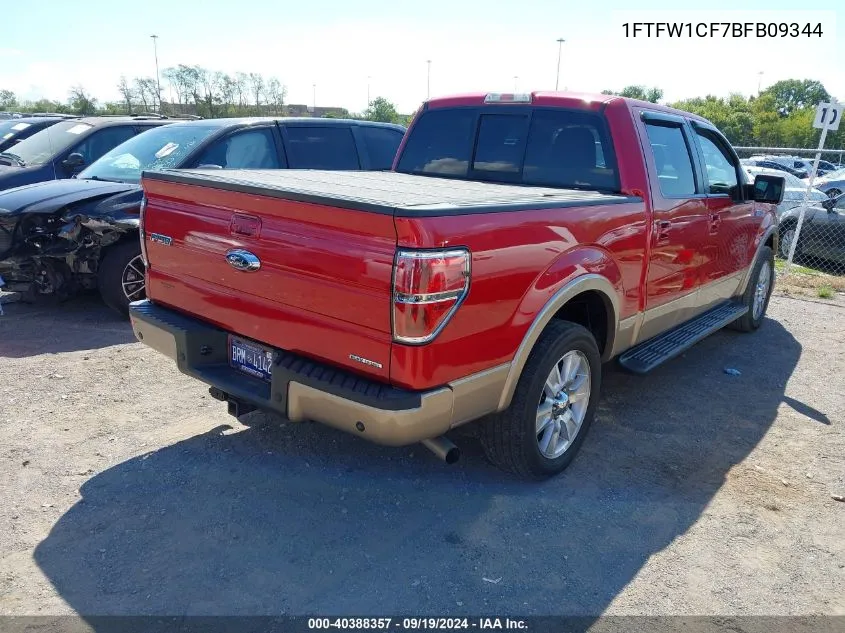 2011 Ford F-150 Lariat VIN: 1FTFW1CF7BFB09344 Lot: 40388357