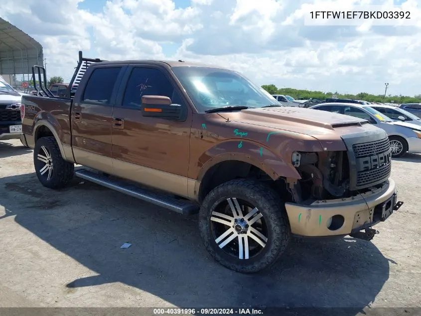 1FTFW1EF7BKD03392 2011 Ford F-150 Lariat