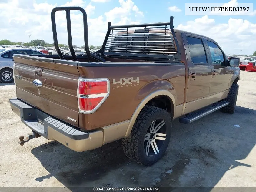 1FTFW1EF7BKD03392 2011 Ford F-150 Lariat