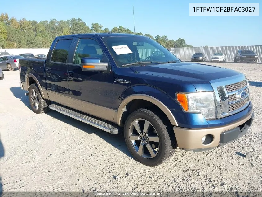 2011 Ford F-150 Lariat VIN: 1FTFW1CF2BFA03027 Lot: 40395758