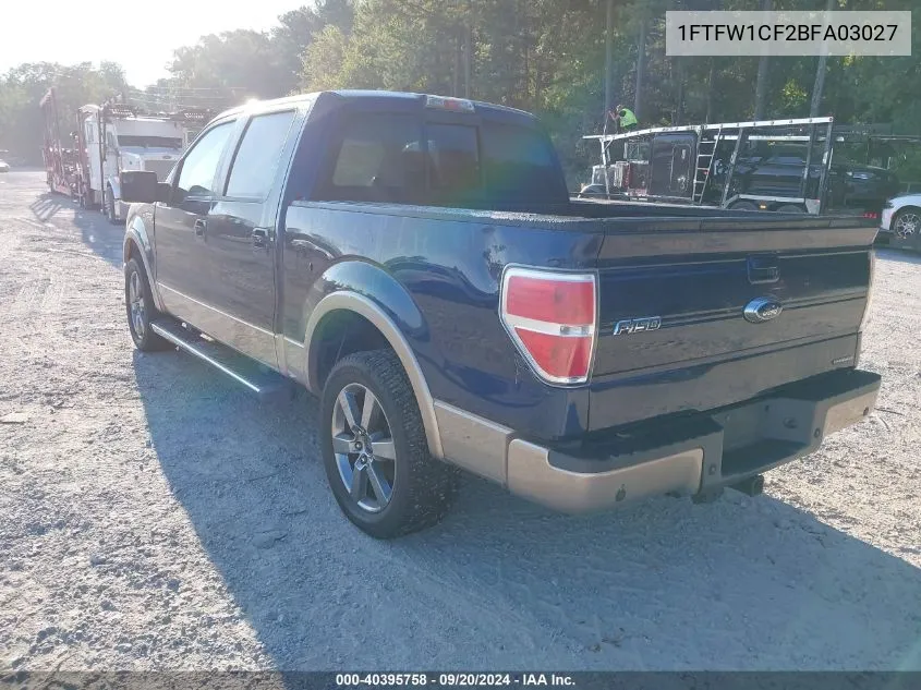 2011 Ford F-150 Lariat VIN: 1FTFW1CF2BFA03027 Lot: 40395758