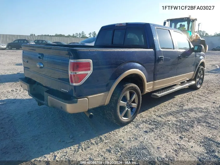 2011 Ford F-150 Lariat VIN: 1FTFW1CF2BFA03027 Lot: 40395758