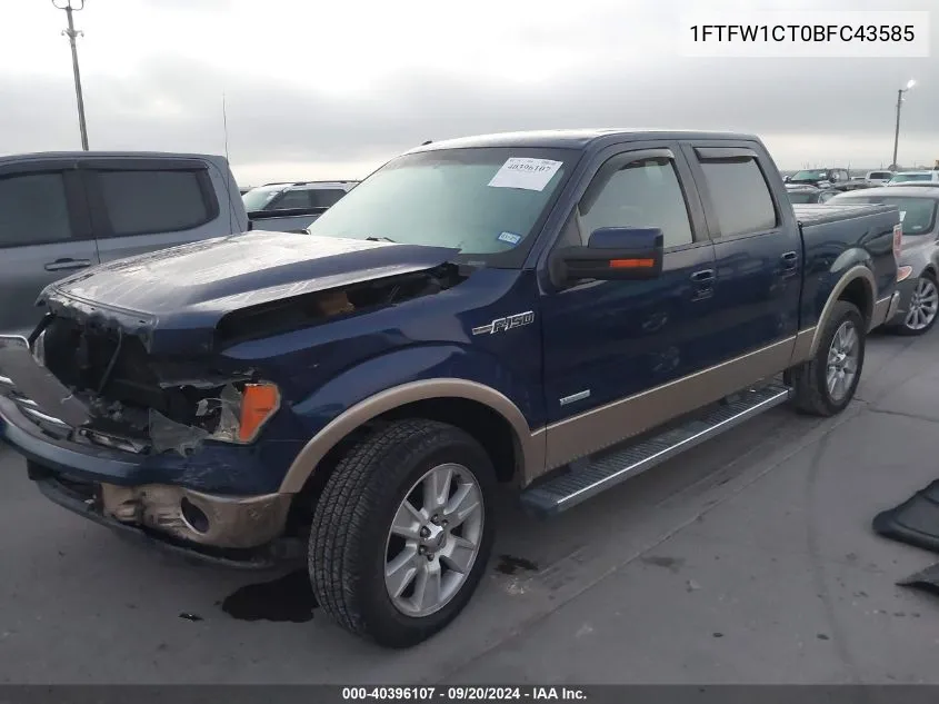 1FTFW1CT0BFC43585 2011 Ford F-150 Lariat