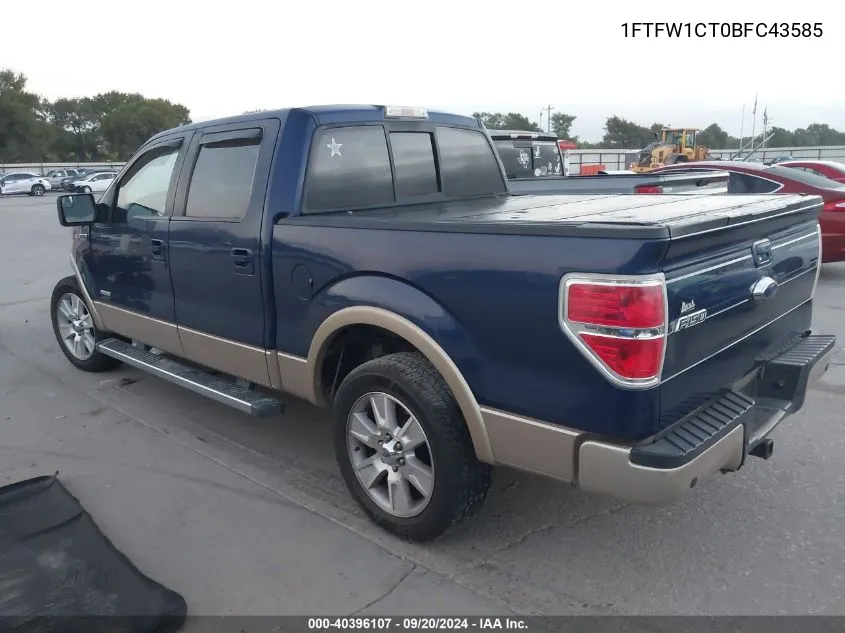 1FTFW1CT0BFC43585 2011 Ford F-150 Lariat