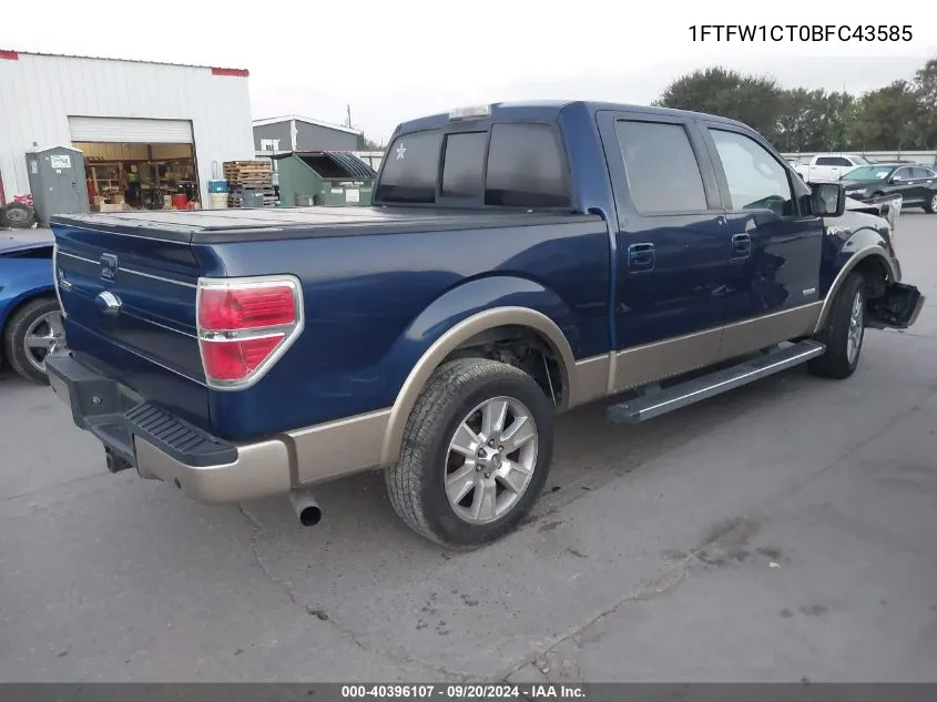 1FTFW1CT0BFC43585 2011 Ford F-150 Lariat