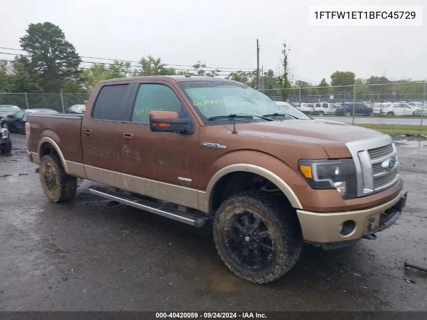 2011 Ford F-150 Supercrew VIN: 1FTFW1ET1BFC45729 Lot: 40420059