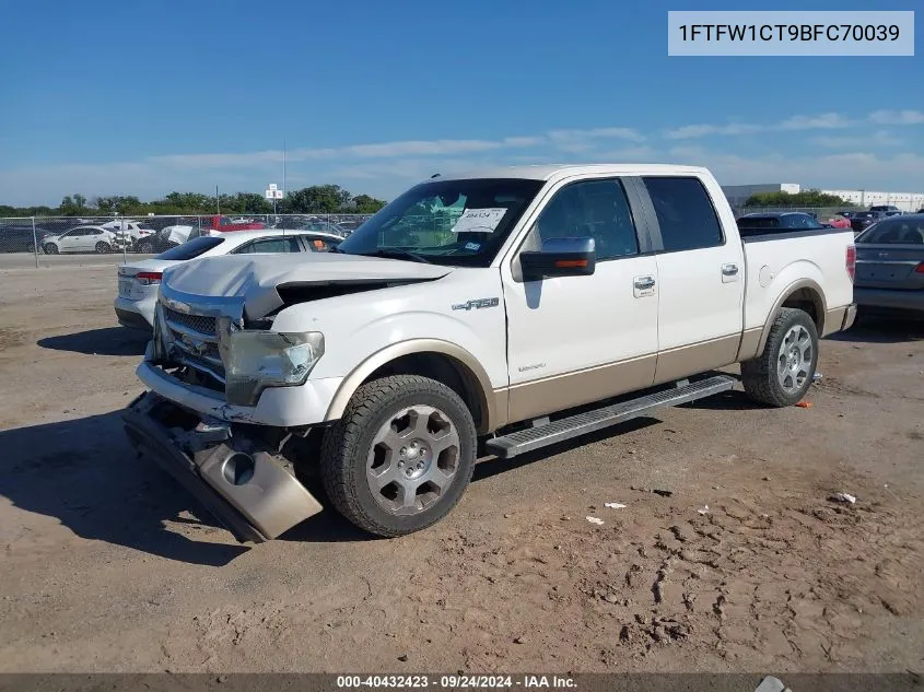 2011 Ford F-150 Lariat VIN: 1FTFW1CT9BFC70039 Lot: 40432423